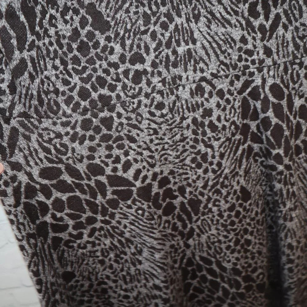 Leota Ocelot Gray 3/4 Sleeve Scoop Back Circle Midi Dress Women's Size 2X-NWOT - Picture 3 of 9